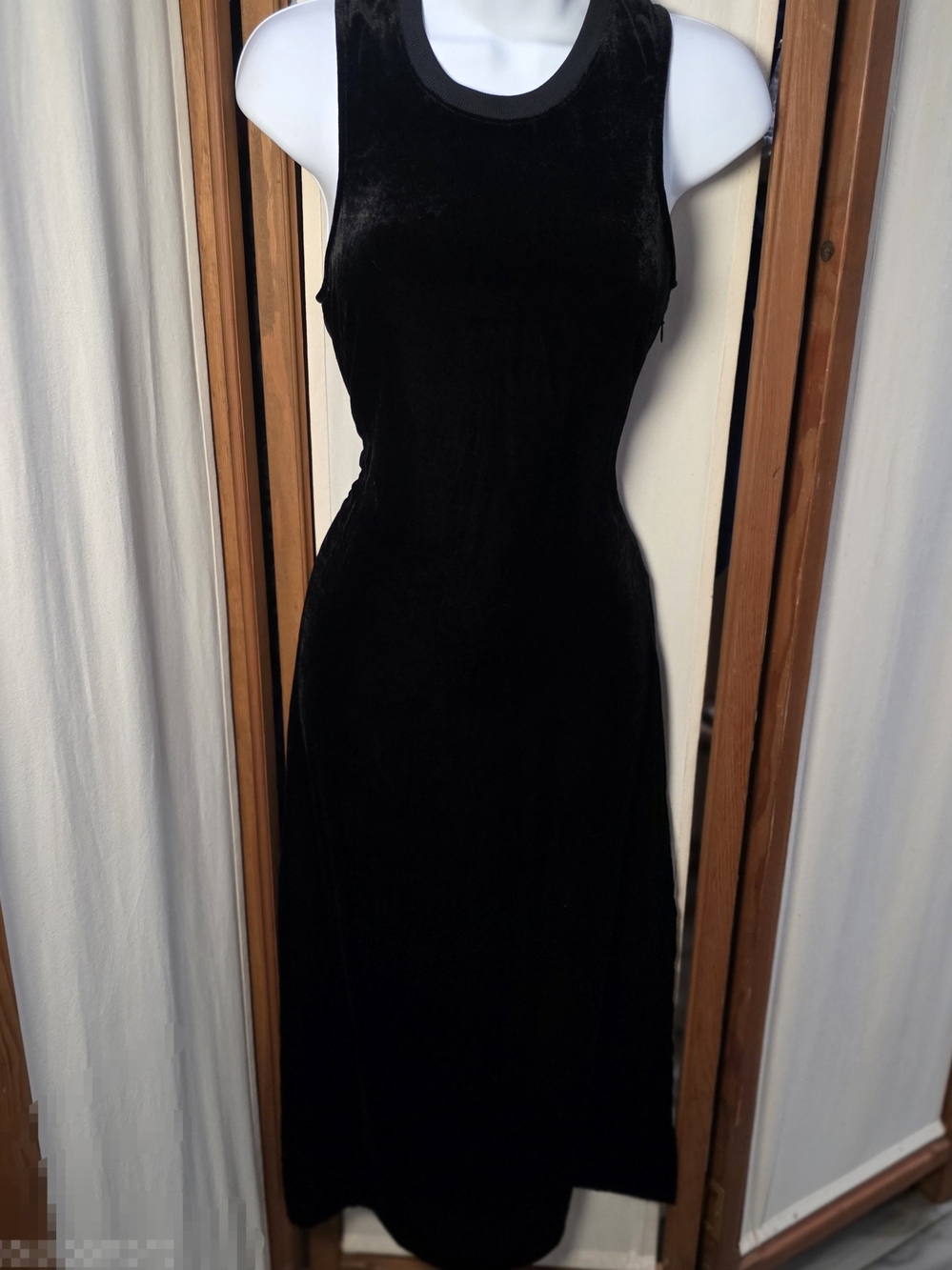 Classic Black Velvet Midi Dress - Sleek Tank Silhouette